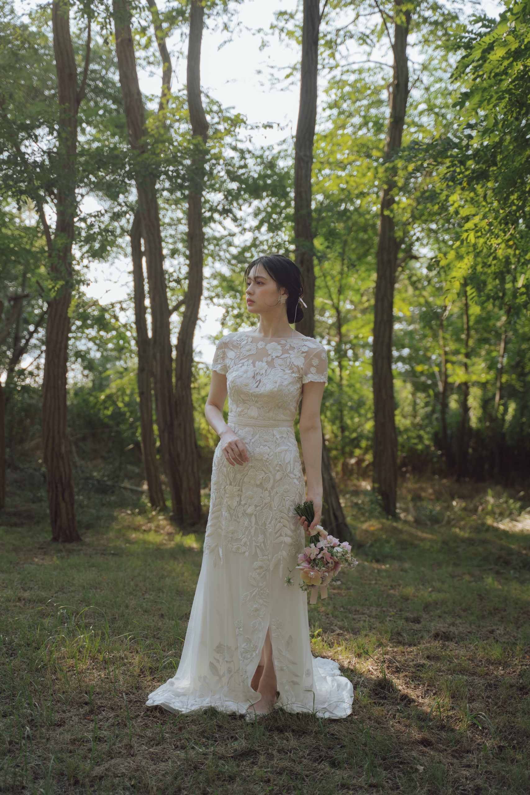 Hermione de Paula WILD ROSE CAP SLEEVE GOWN